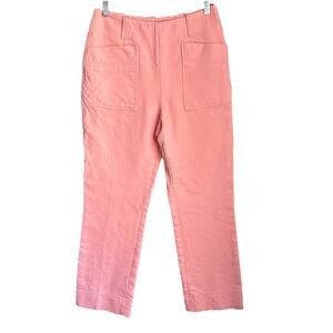 Tory Burch Coral Cotton Twill Utility Ankle Pants 6 Crop Straight Leg Preppy
